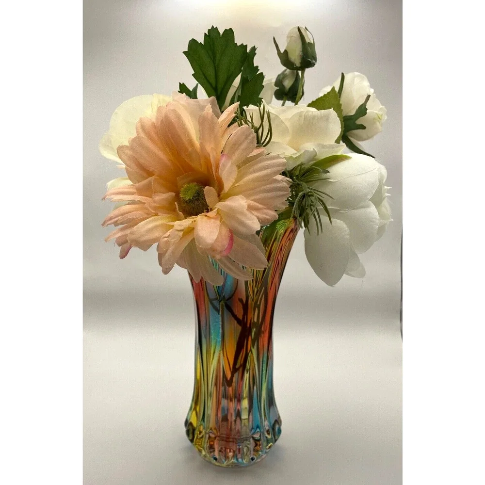 Pre-owned Crystal Glass Colorful Vase Home Decor ONLY